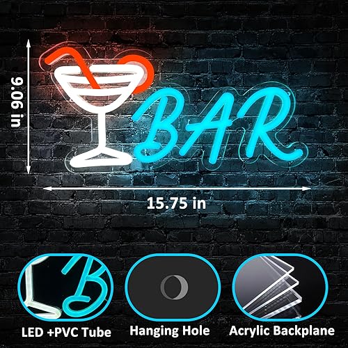 Miniatura 6 de Letreros de barra de neón para el hogar, bar, luces LED, letreros de cerveza para decoración de pared de fiesta, luz de neón para bar, pub,
