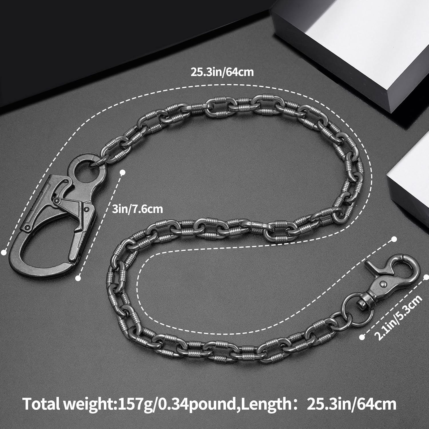 Ahiller Heavy Duty Wallet Chain for Men - 24.5" Secure Biker Chain with Dual-Lock for Jeans, Pants,Keys - Image 6