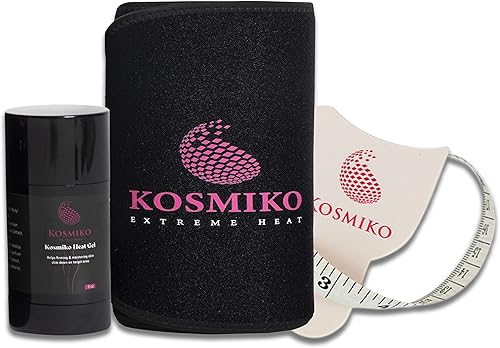 KOSMIKO Faja reductora de cintura, moldeador de sudor para mujeres y hombres con gel potenciador de entrenamiento, moldeador de cintura para