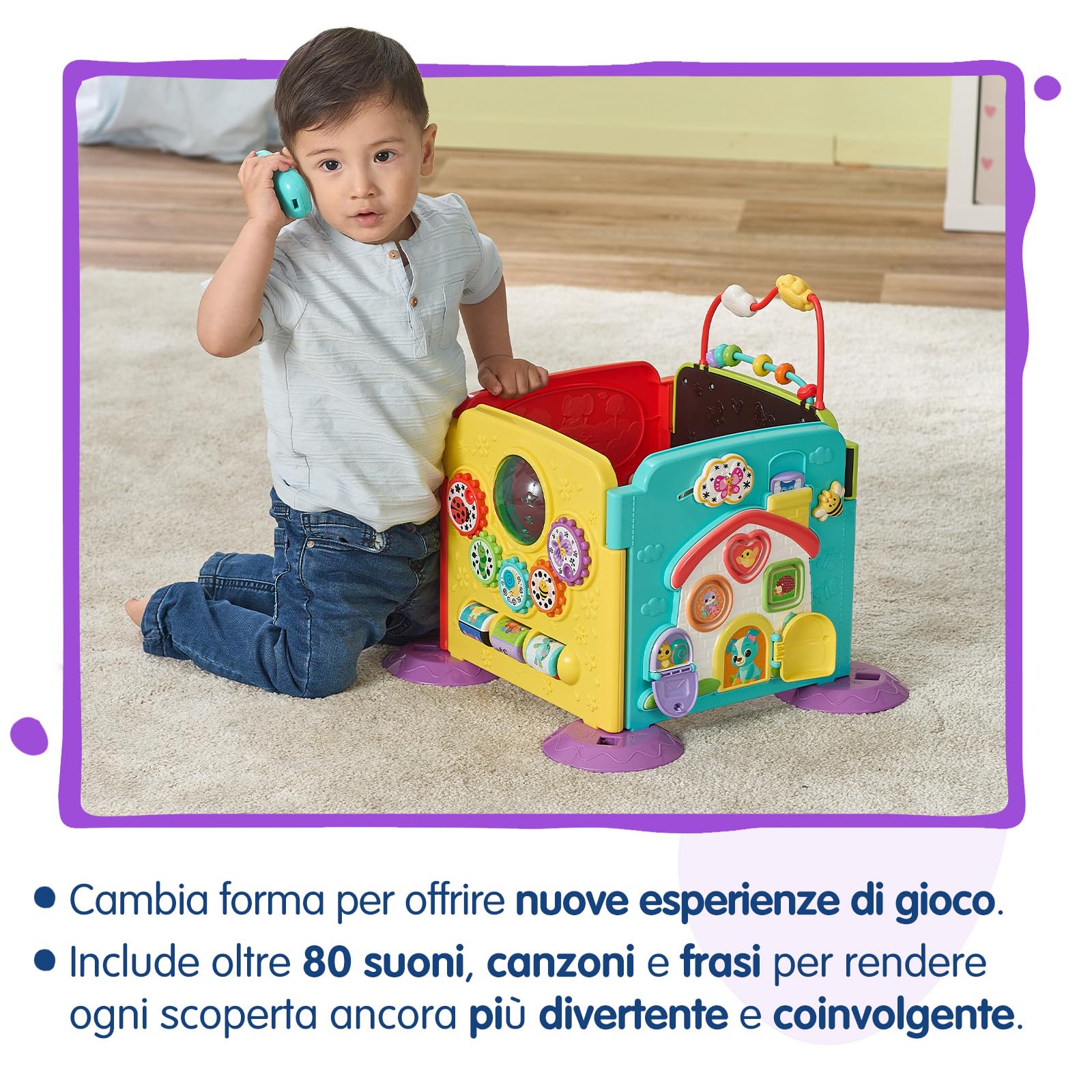 VTech Il Mio Primo Centro Attività, Centro Attività 3 in 1 con 2 Canzoni e 10 Melodie, Sviluppo Motricità Fine, Spegnimento Automatico, Lingua Italiana, Batterie Incluse, 6-36 Mesi