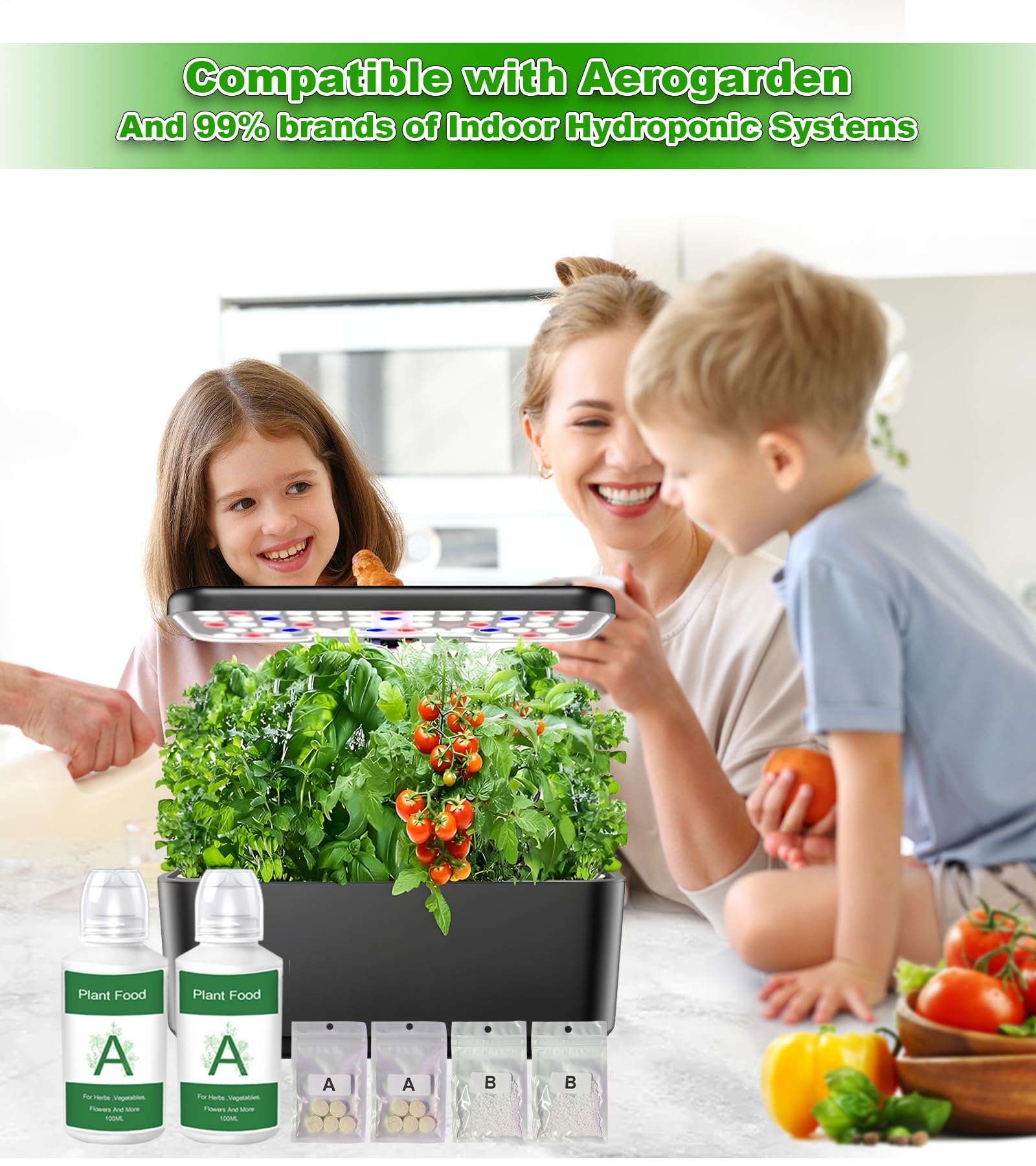 Ambgrow 800ml Hydroponics Nutrients Fit for AeroGarden Hydroponic Indoor Garden, Hydroponics Supplies A&B Plant Foods hydroponic Nutrient Solution for Vegetables Fruits Flowers Thrive
