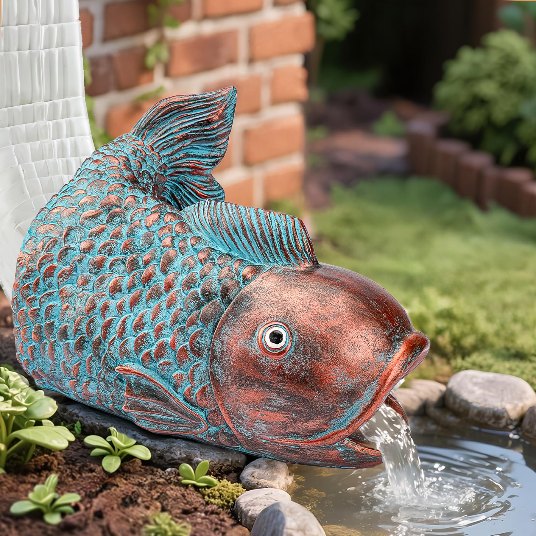 Photo 1 of Teaeeno Fish Gutter Downspout Extension Sculpture (Blue)