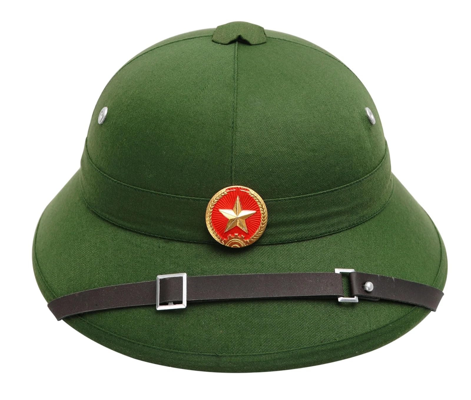 Vietnamese Pith Helmet Viet Cong Style | Tropical Military Sun Helmet | Vietnam Soldier Army Hat for Reenactment, Fancy Dress Costume, Theatre, Film & Historical Display