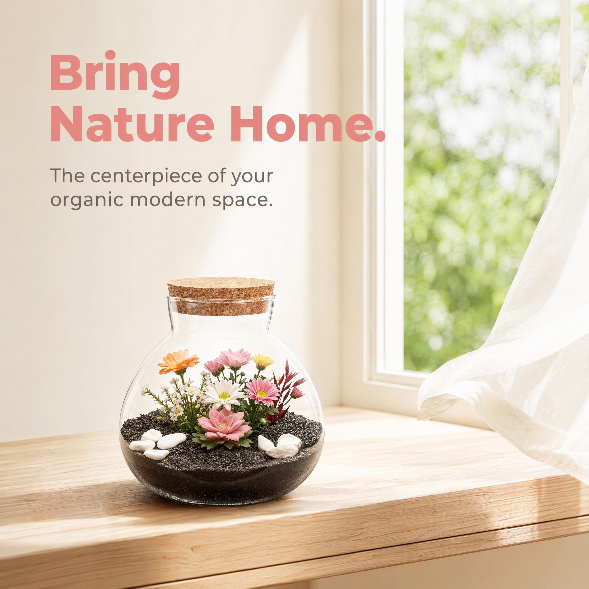 Milisten Terrarium en verre pour plantes, terrarium en liège - Vase en verre - Station de propagation des plantes pour la maison et le bureau - 15 x 16 cm