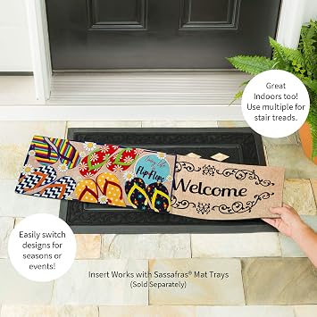 Evergreen Flag Sassafras Flip Flop Life Interchangeable Entrance Doormat | Indoor and Outdoor | 22-inches x 10-inches | Non-Slip Backing | All-Season | Low Profile | Home Decor