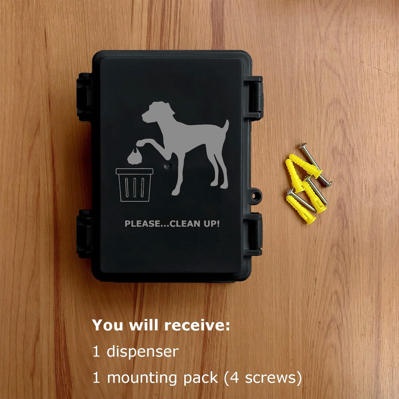Dispensador de bolsas para excrementos de perro, resistente al agua, para exteriores, impreso con bonitos letreros para excrementos de perro, estaca, poste, valla, se adapta al hogar, porche, césped,