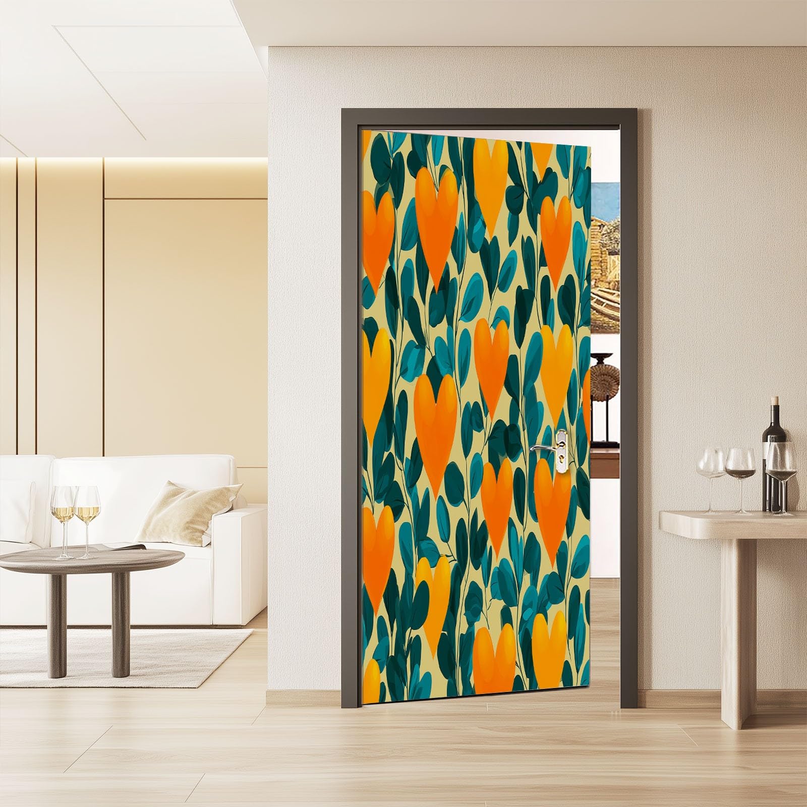 Tradycyjna naklejka na drzwi w stylu retro, romantyczna tapeta na drzwi dla dzieci, do sypialni, 95 x 215 cm (szer. x wys.)
