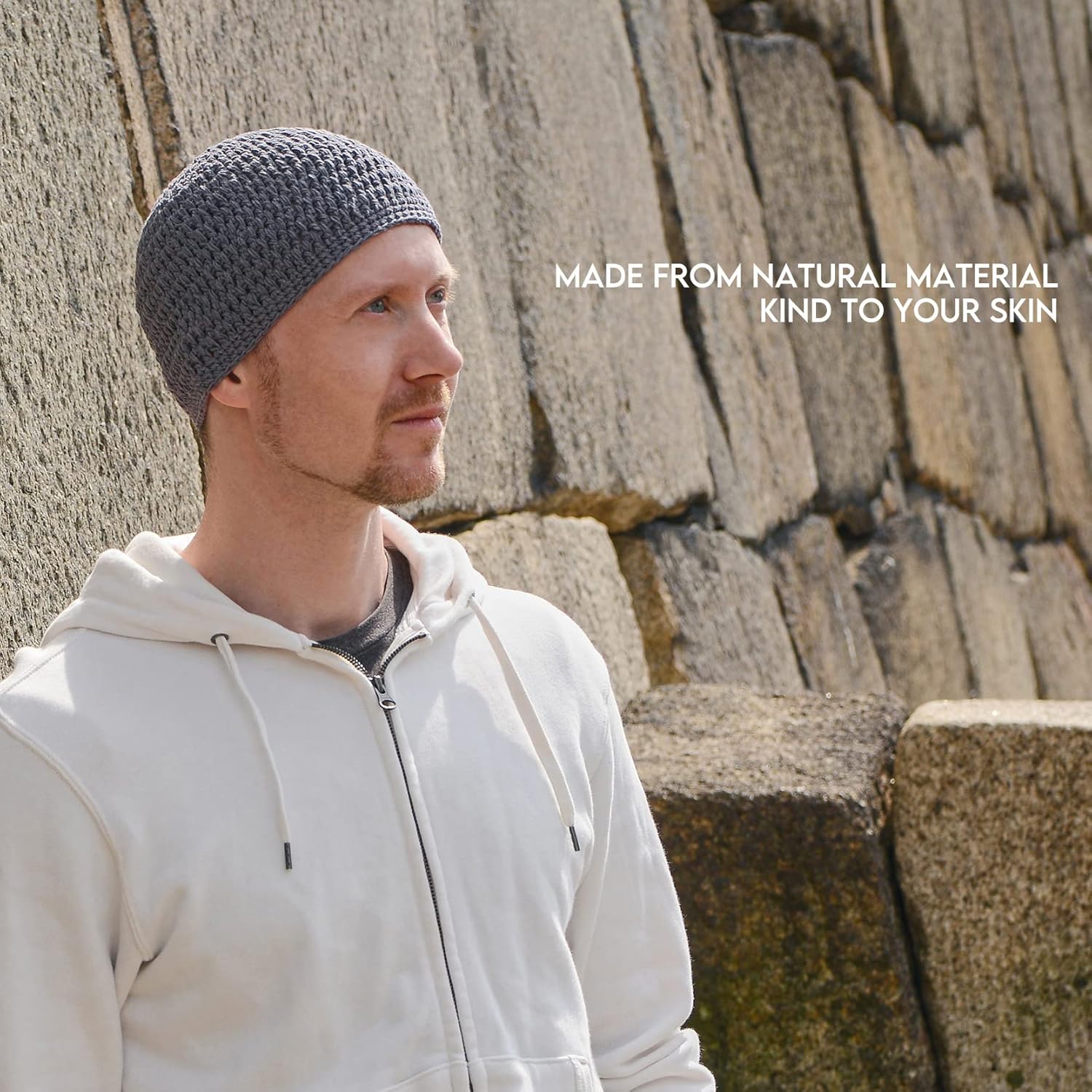 Mens Cotton Beanie Skull Cap - Crochet Kufi Prayer Hat Knit Sensitive Skin Chemo - Image 2