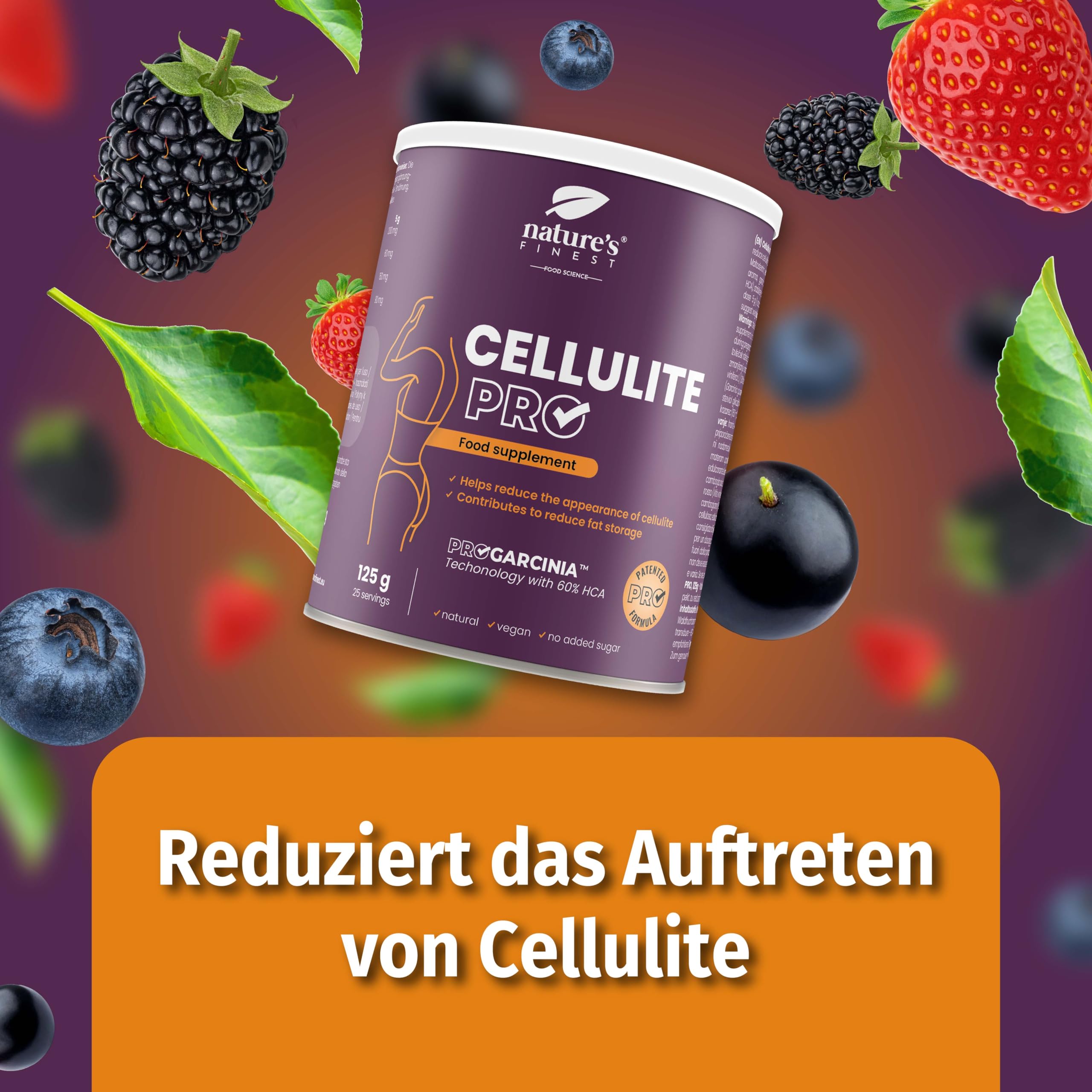 Nature's Finest by Nutrisslim Cellulite PRO - Anti Cellulite, Hunger Blocker, Fettblocker zum Abnehmen für Damen - Mit Garcinia Cambogia und Rotweinextrakt