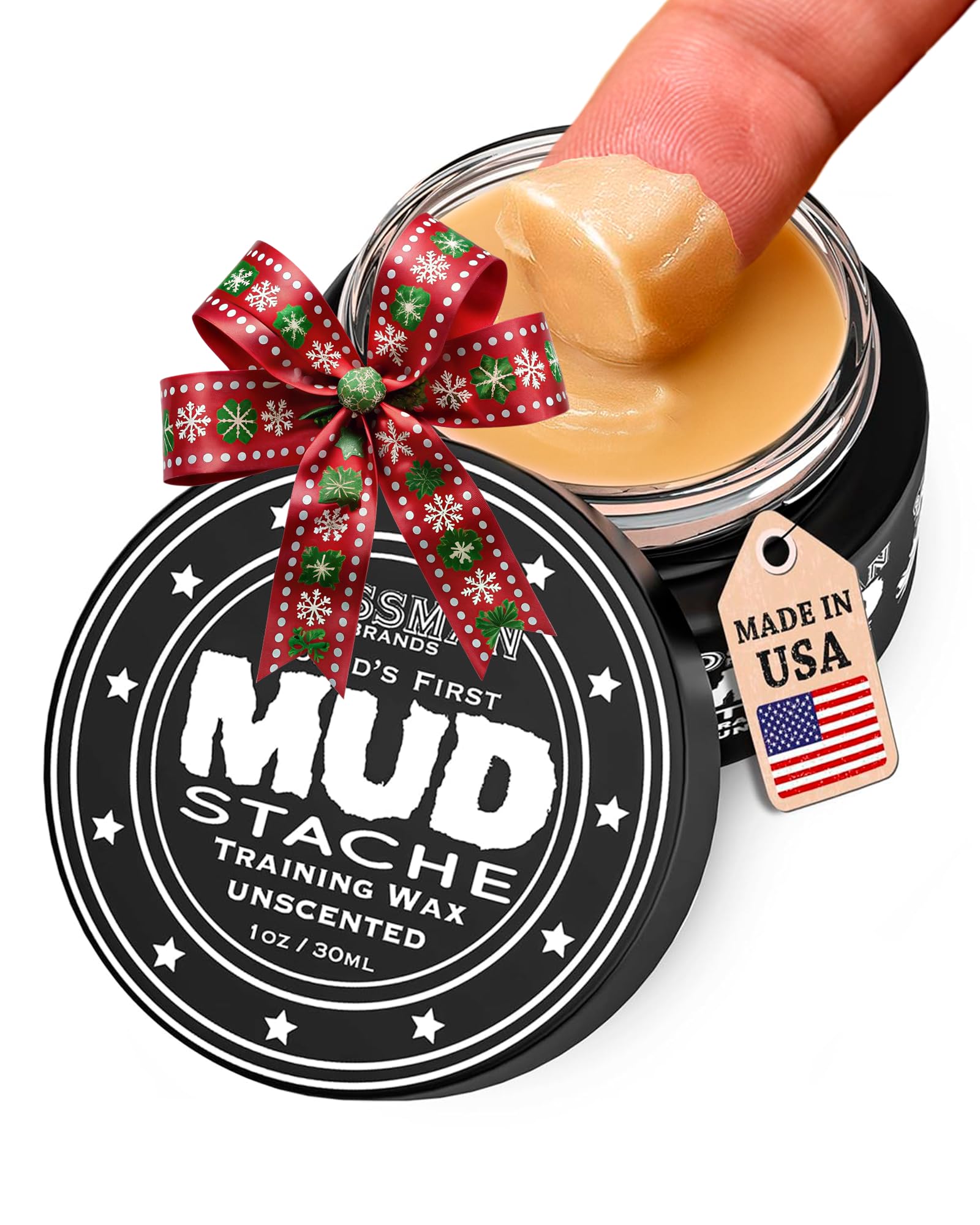 Bossman MUDstache - Mustache Training Wax, Lasts 24hrs, Unscented, No Tint. Tame, Train and Style