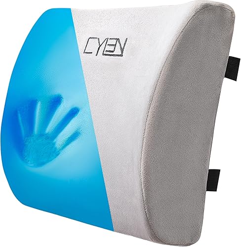 CYLEN Cojín lumbar de espuma viscoelástica con infusión de gel para silla de oficina, automóvil y silla de ruedas, correa doble ajustable y funda