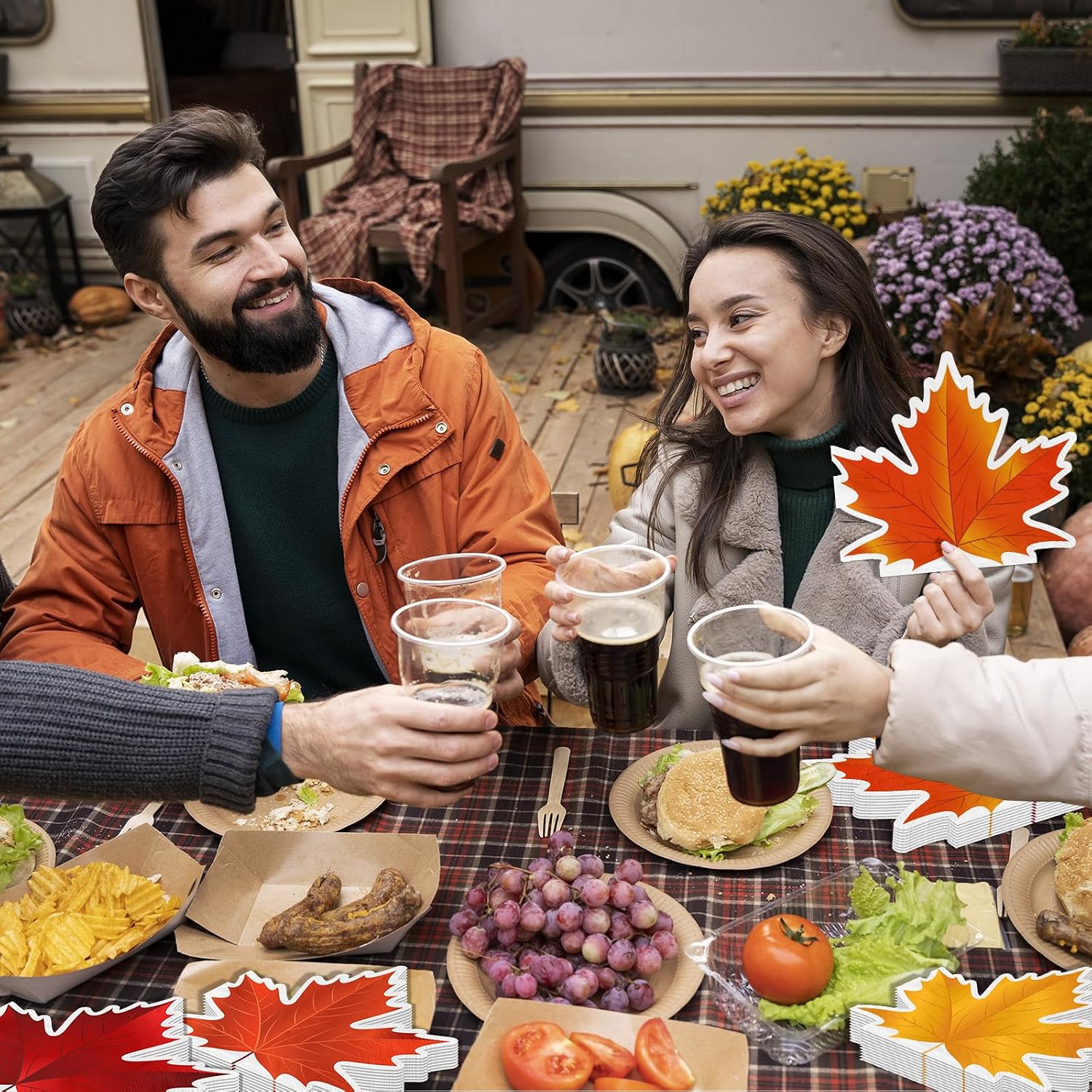 40Pcs Fall Maple Leaf Napkins, Thanksgiving Napkins Disposable Autumn Leaves Paper Dinner Napkins for Harvest Birthday Wedding Thanksgiving Party Supplies image 2