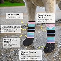 Vista 37 de BEAUTYZOO Calcetines antideslizantes para perros, zapatos para perros para pavimento caliente/frío, nieve y días de lluvia, botines de agarre