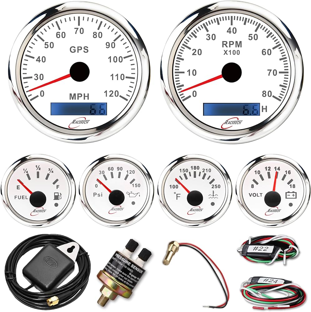 ihcnek85様　専属 Amazon.co.jp: RACETECH 6ゲージ計器セット – 85mm (3-3/8インチ) GPS