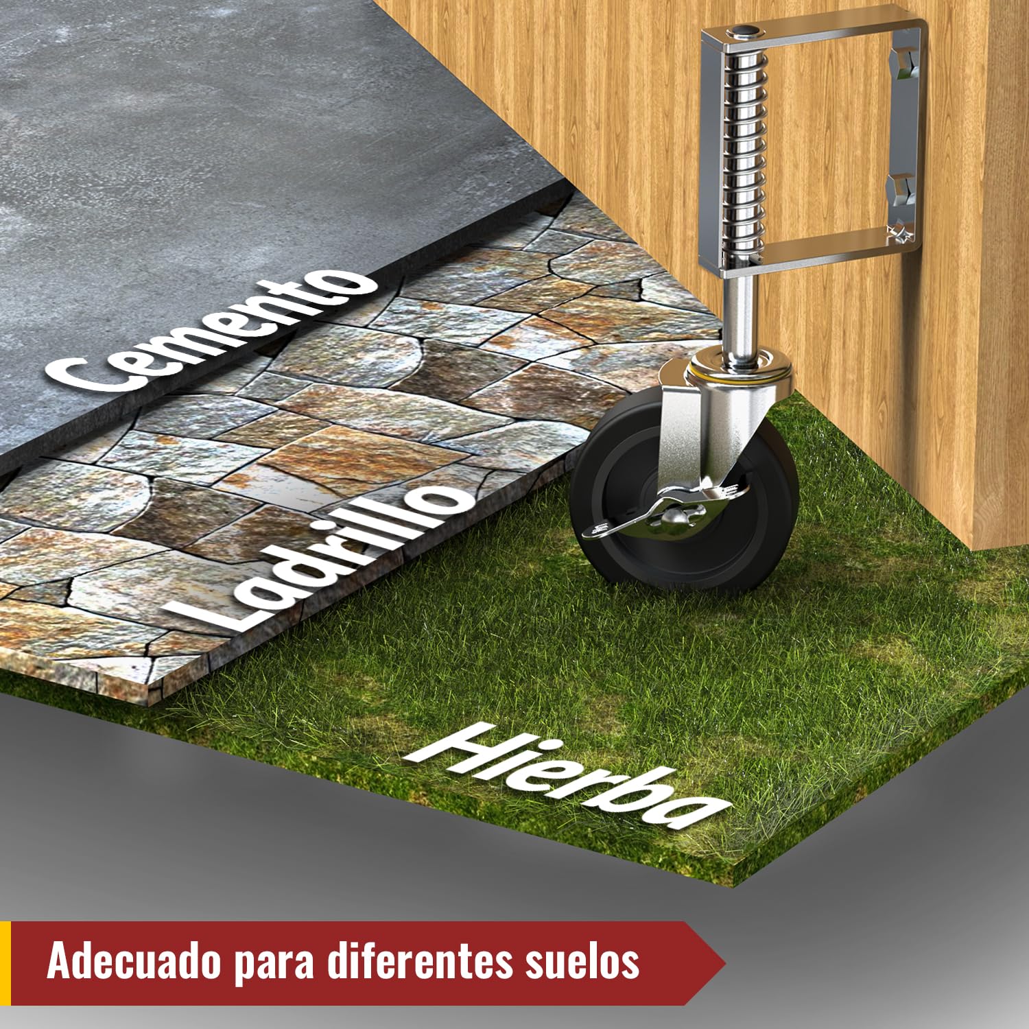 HOLKIE Rueda Giratoria de 100 mm para portón,ruedas con muelle para puertas pesadas de madera y vallas,capacidad de carga 100 kg (2 piezas)