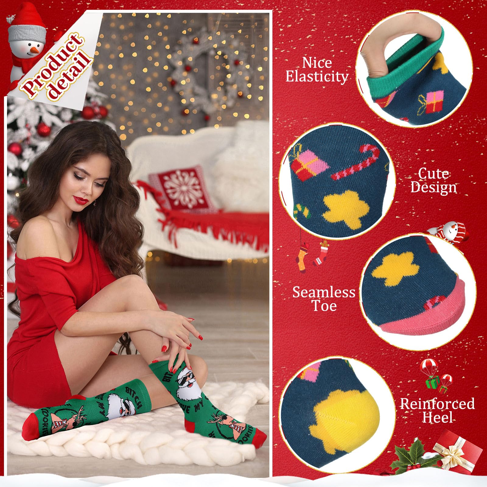 Handepo 36 paia di calzini natalizi alla rinfusa calzini natalizi in morbido cotone set di calzini natalizi caldi da donna divertenti calzini natalizi