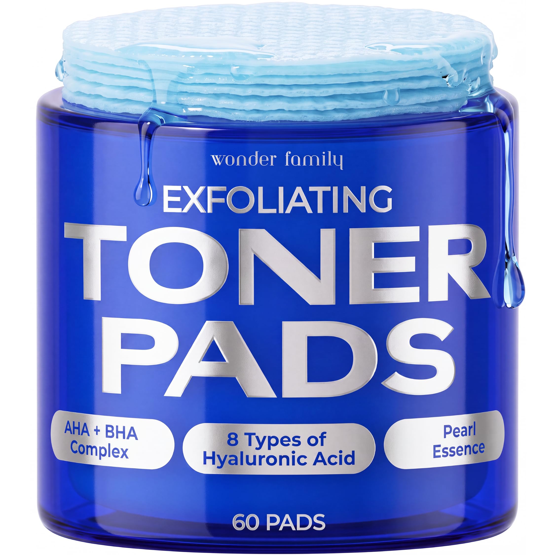 Korean Toner Pads for Face – Facial Toner with Glycolic Acid, Hyaluronic Acid, Turmeric, Pearl & Fruit Extracts – 100% Cotton & Double-Sided – 60 Exfoliating Cotton Pads for Face Skin Care | Dual Textured Korean Skin Care with Pearl Extract, Niacinamide, Multi Hyaluronic Acid, Ferments & Panthenol