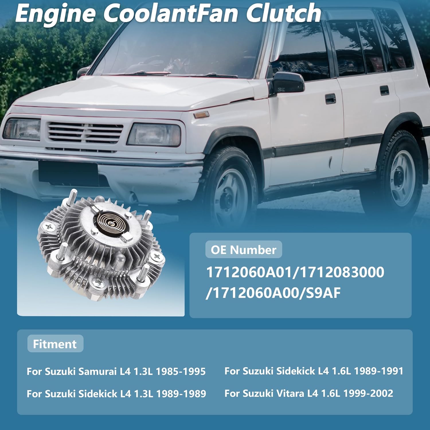 Engine Cooling Fan Clutch for Suzuki Samurai L4 1.3L 1985-1995 No.1712060A01 Electronic Radiator Cooling Fan Clutch