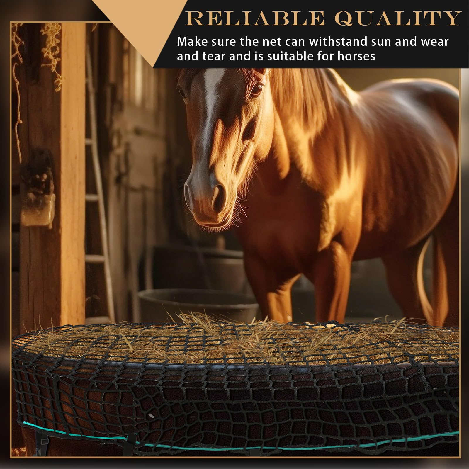 2 piezas de red de heno de alimentación lenta para tanques de 1-4/7 pulgadas, comedero de heno con hebilla, bolsas de heno grandes ajustables para caballos y cabras (tanque de stock no