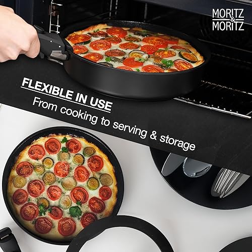 Miniatura 6 de Juego de utensilios de cocina antiadherentes de aluminio fundido de 15 piezas, ollas y sartenes apilables con asas extraíbles, revestimiento de