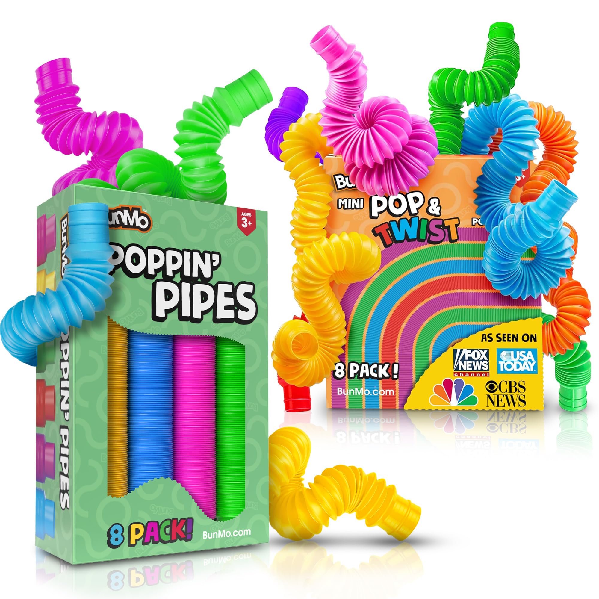 BUNMOPop Tubes Bundle - Large & Mini - Sensory Toys - Toddler Toys - Imaginative Play & Stimulating Creative Learning - Hours of Fun - Tons of Ways to Play - Connect, Stretch, Twist & Pop