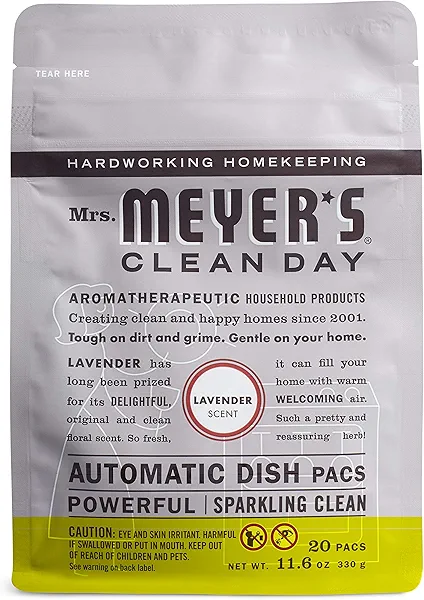 MRS. MEYER'S CLEAN DAY Automatic Dishwasher Pods, Lavender, 20 Count