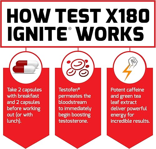 Vista 20 de FORCE FACTOR Test X180 Ignite, potenciador de testosterona y quemador de grasa para hombres, suplemento de testosterona para quemar grasa