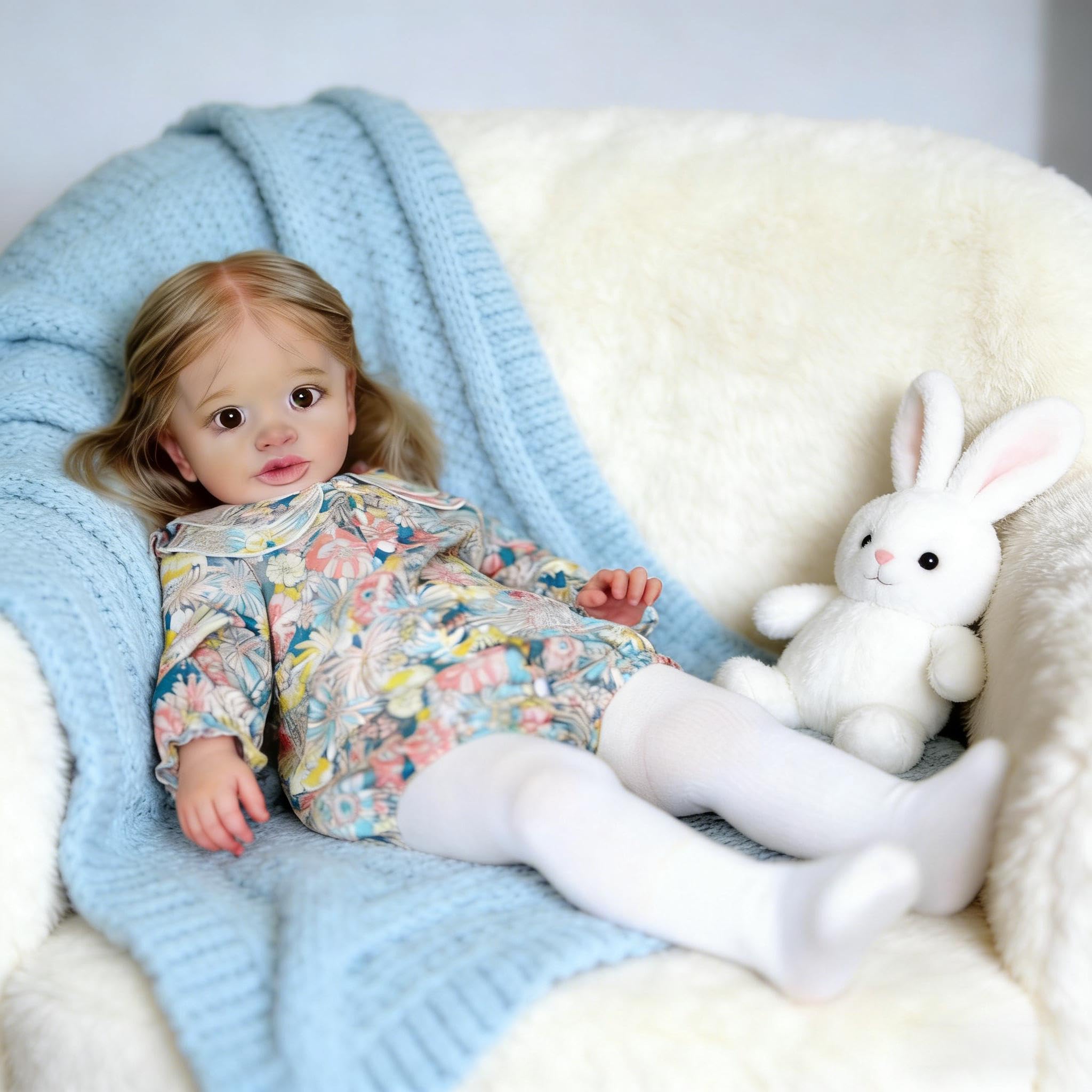 RXDOLL Realistyczne lalki Reborn Baby Lalki Duży rozmiar Reborn Maluch Lalki Miękka tkanina Body Realistyczne Baby Doll Ważone noworodki z zakorzenionymi włosami Zabawki Prezenty