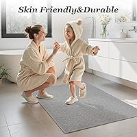 Vista 7 de AMOAMI Thin Bath Mat, Super Absorbent Bath Mats for Bathroom, Quick Dry Rubber Backed Bath Rug Non Slip, Chenille Surface Thin Bathroom Rugs Fit