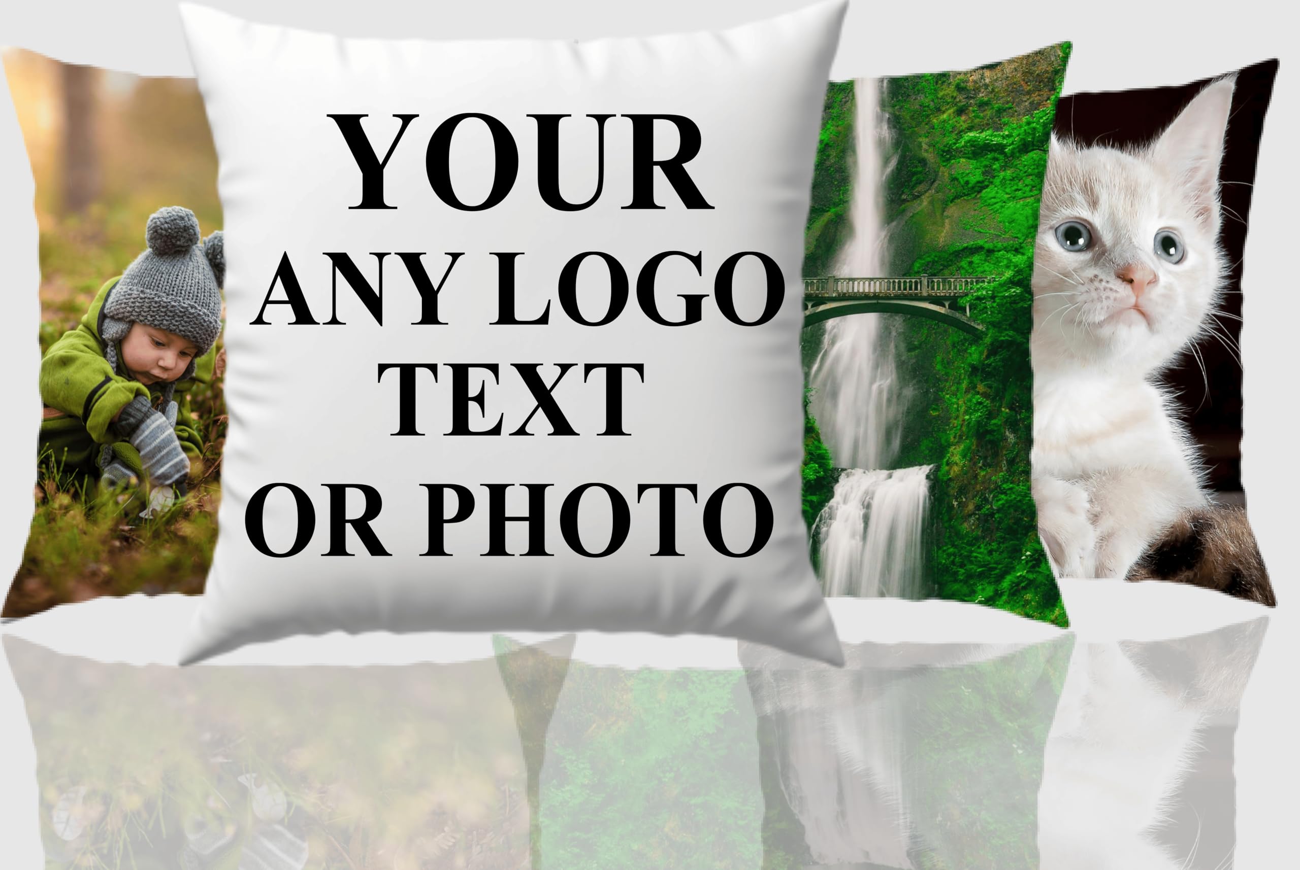 PB TECH Personalised Pillow Cushion, Customise with Any Text/Name and Photo, Gift for Girlfriend, Husband, Wife, Family, Birthday, Keepsake Home Décor Throw Pillow. (Pillow With Cushion Filling)