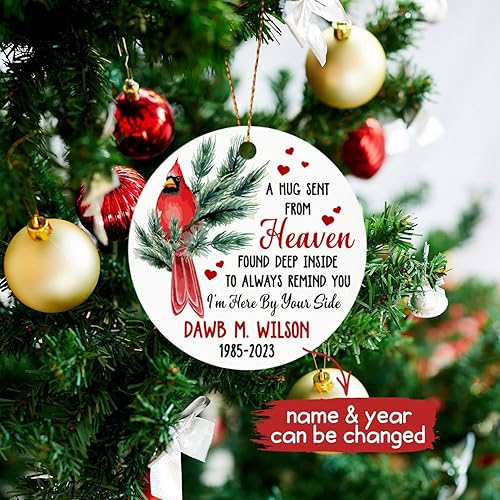 Vista 83 de Adornos de Navidad, adorno de árbol de Navidad de camión rojo, adorno de Navidad personalizado de camión rojo, adorno de Navidad de Feliz Navidad