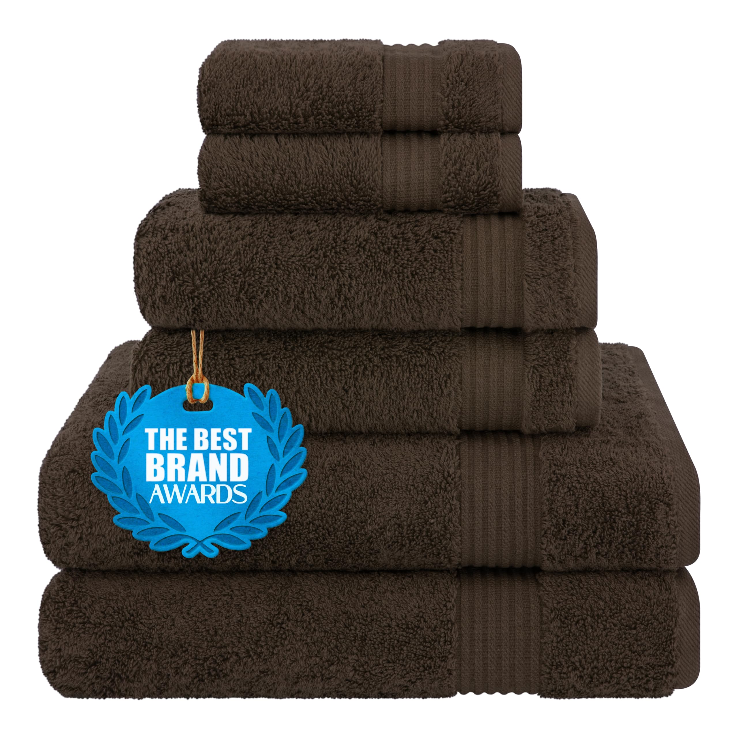 Cotton Paradise 100% Cotton Turkish Towel Set, Chocolate Brown