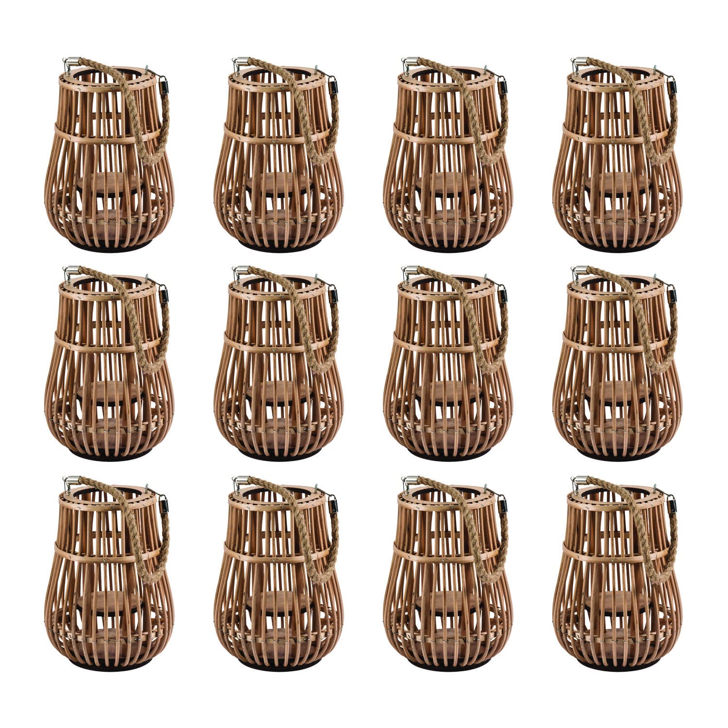 Bulk Rattan Natural Lanterns with Handle, 12 Pieces, Wedding, Reception, Grand Event Table Centerpieces