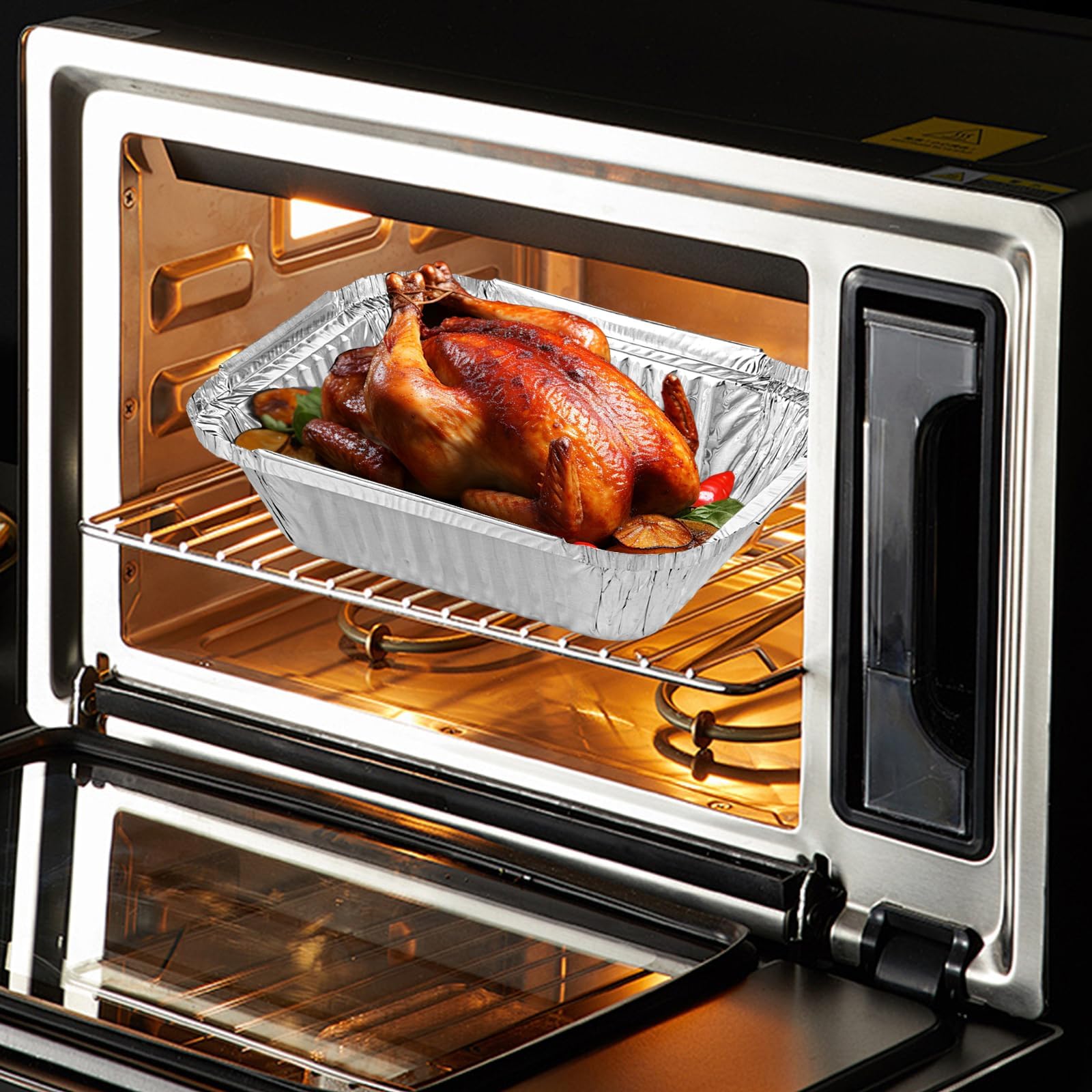 40 Stück Aluschalen mit Deckel 2200ml Alu Grillschalen mit Deckel,Große Aluschalen Grillschalen Aluminium Einweg Aluschalen für Backen Kochen-30.5x21.5x3cm