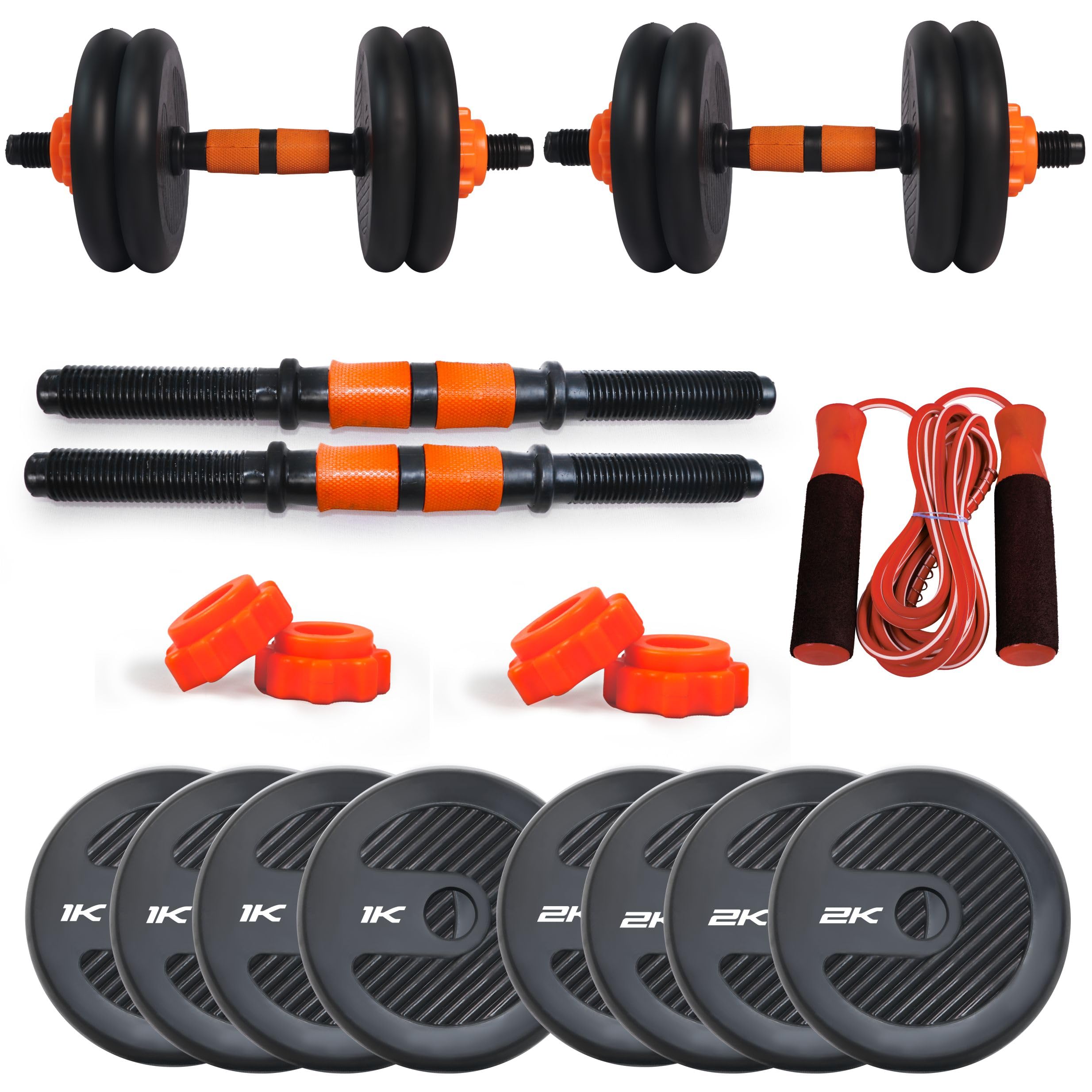 WATSON Premium Rubber Dumbbell Set For Men & Women Fitness, Dumbbell Set With 12Kg (1Kgx4, 2Kgx4) Rubber Weight Plates, Hard PVC 14" Dumbbell Rods, Ball Bearing Skipping Rope (B0CL3LJKZ3) Amazon Price History, Amazon Price Tracker