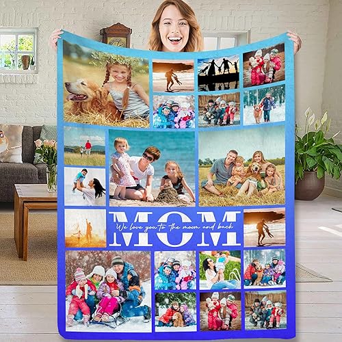 Miniatura 1 de Manta personalizada con collage de fotos hecha en Estados Unidos, mantas personalizadas con imagen personalizada para papá, mamá, esposa, marido,