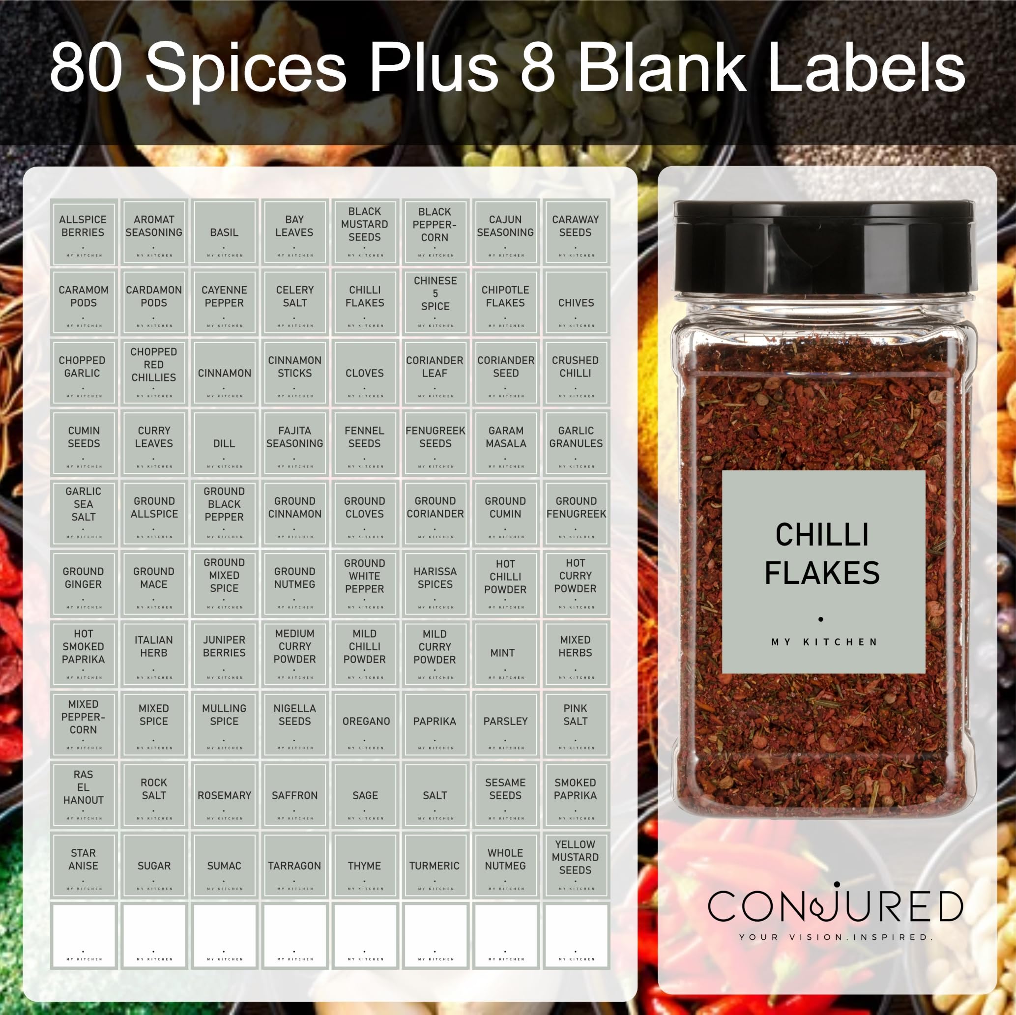 Spice Jar Labels - Olive Green, 30 x 30mm - Image 4
