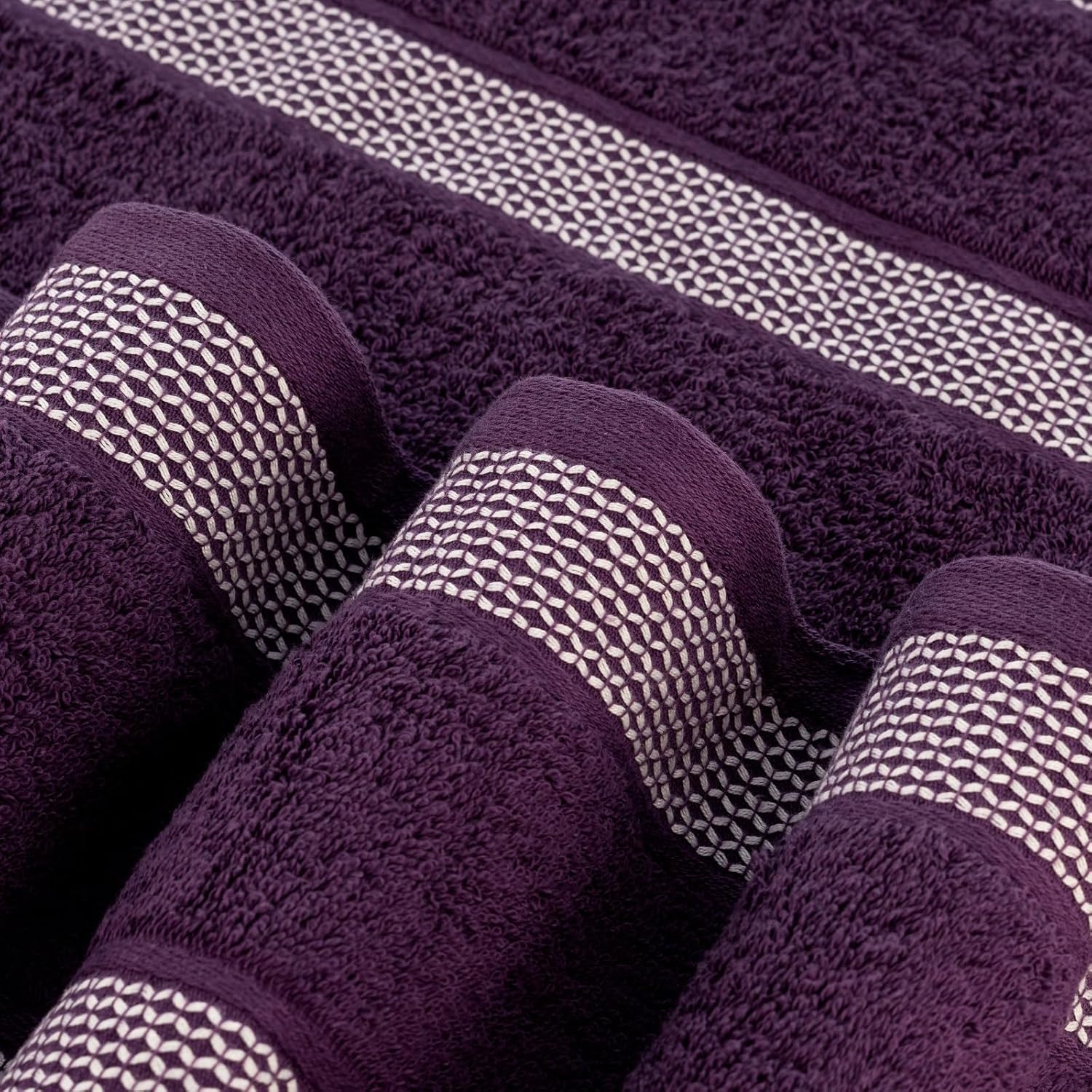 Casa Copenhagen Solitaire Ensemble de Serviettes 6 pcs, Noir-Violet Foncé, 600 g/m², 2 Bain, 2 à Main, 2 Gants de Toilette, fabriqué en Doux Coton égyptien pour Salle de Bain, Cuisine et Douche