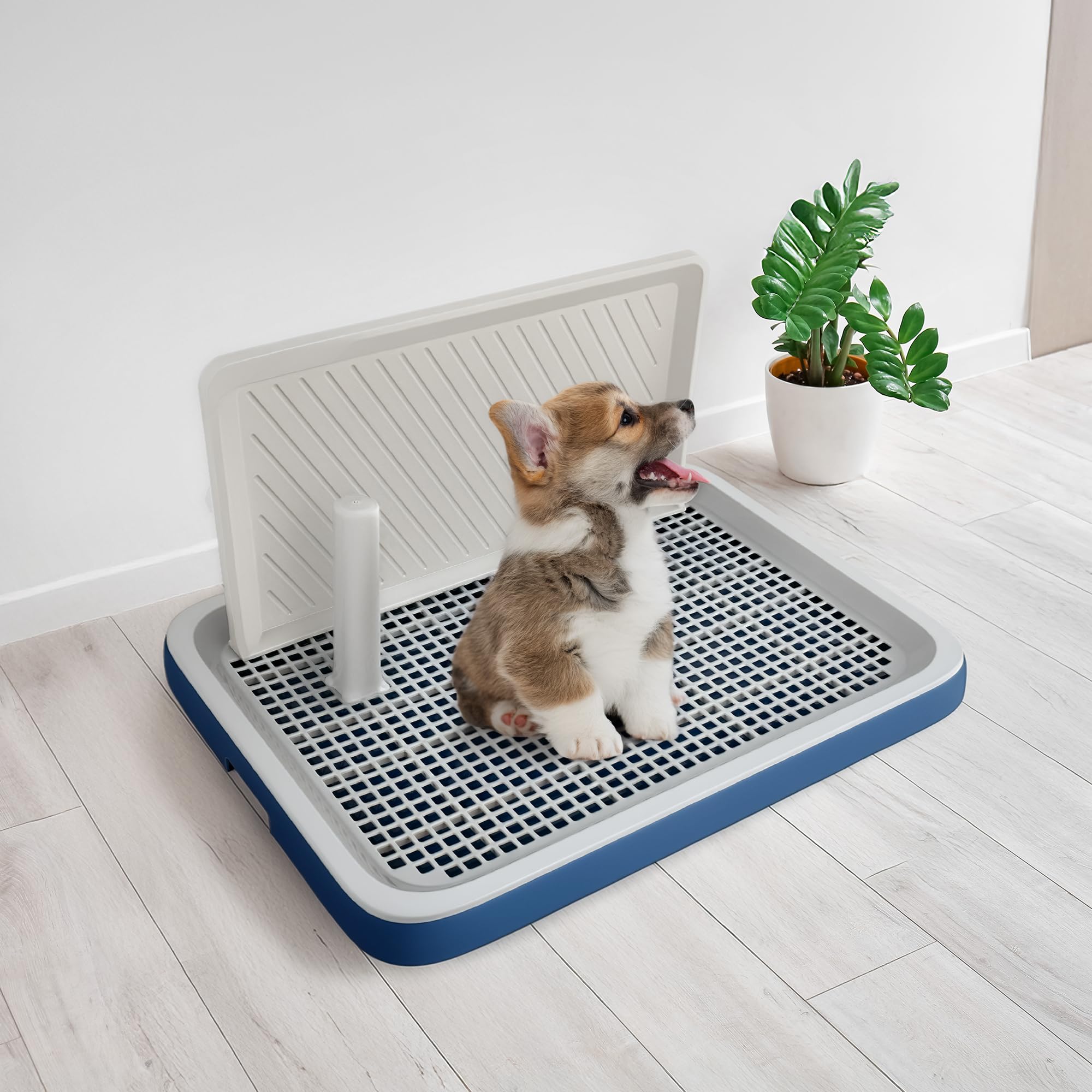 Pawise Dog Potty Training Toilet with Wall Column & Removable Post, Puppy Pad Holder, Pee Pad Tray for Training Pads, Mesh Training Tray for Easy Cleaning ((50 * 39) CM)