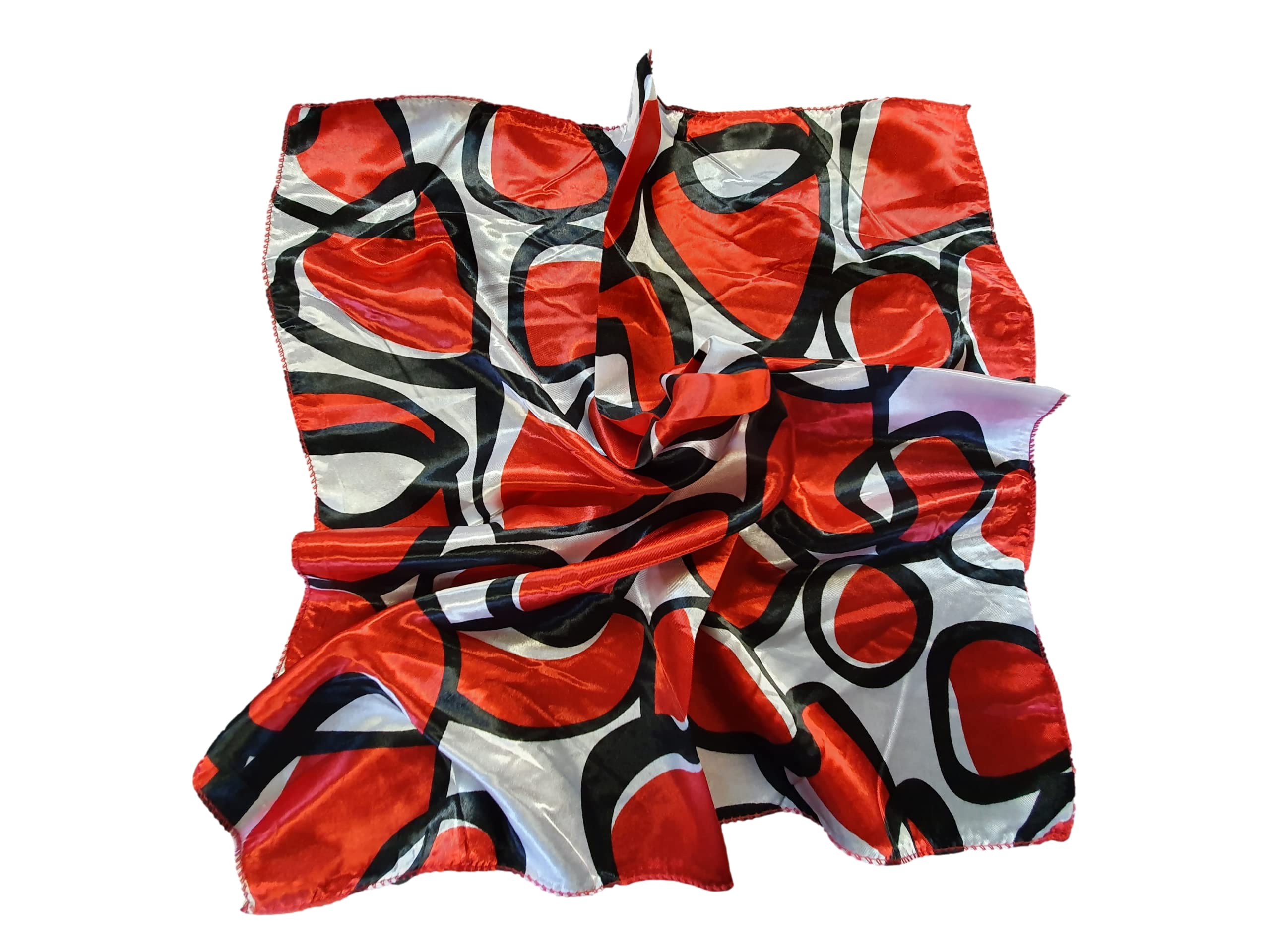 Fat-catz-copy-catz Small Square Red and Black Blobs Bold Print Silk Satin Feel Ladies Fashion Scarf 50cmx50cm