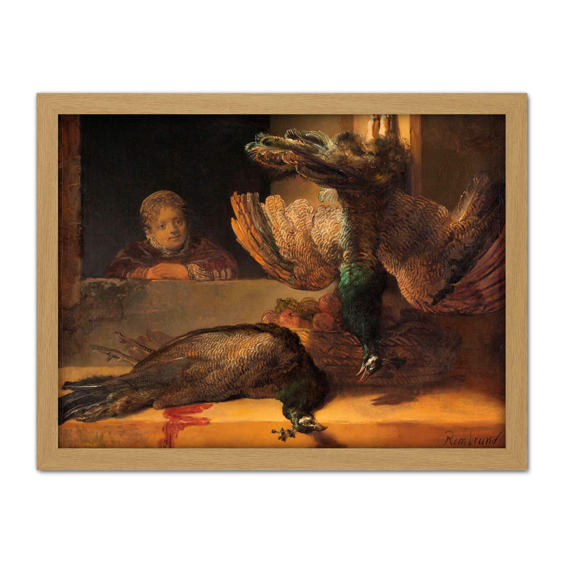 Artery8 Rembrandt Still Life With Peacocks Painting Artwork Framed Wall Art Print 18X24 Inch