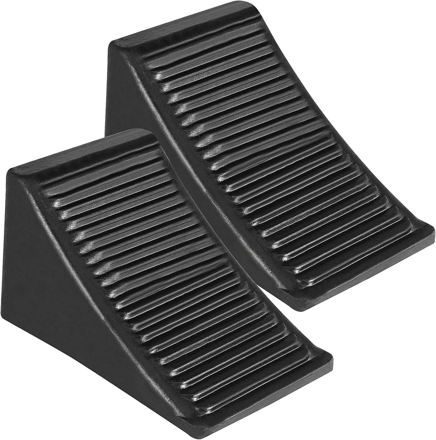 ULTECHNOVO Solid Rubber Heavy Duty Black Wheel Chock, Wheel Stoppers for Car, Travel Trailers, RV, Truck, and ATV(4 pcs, Black) 7.5 x 3.3 x 3.5