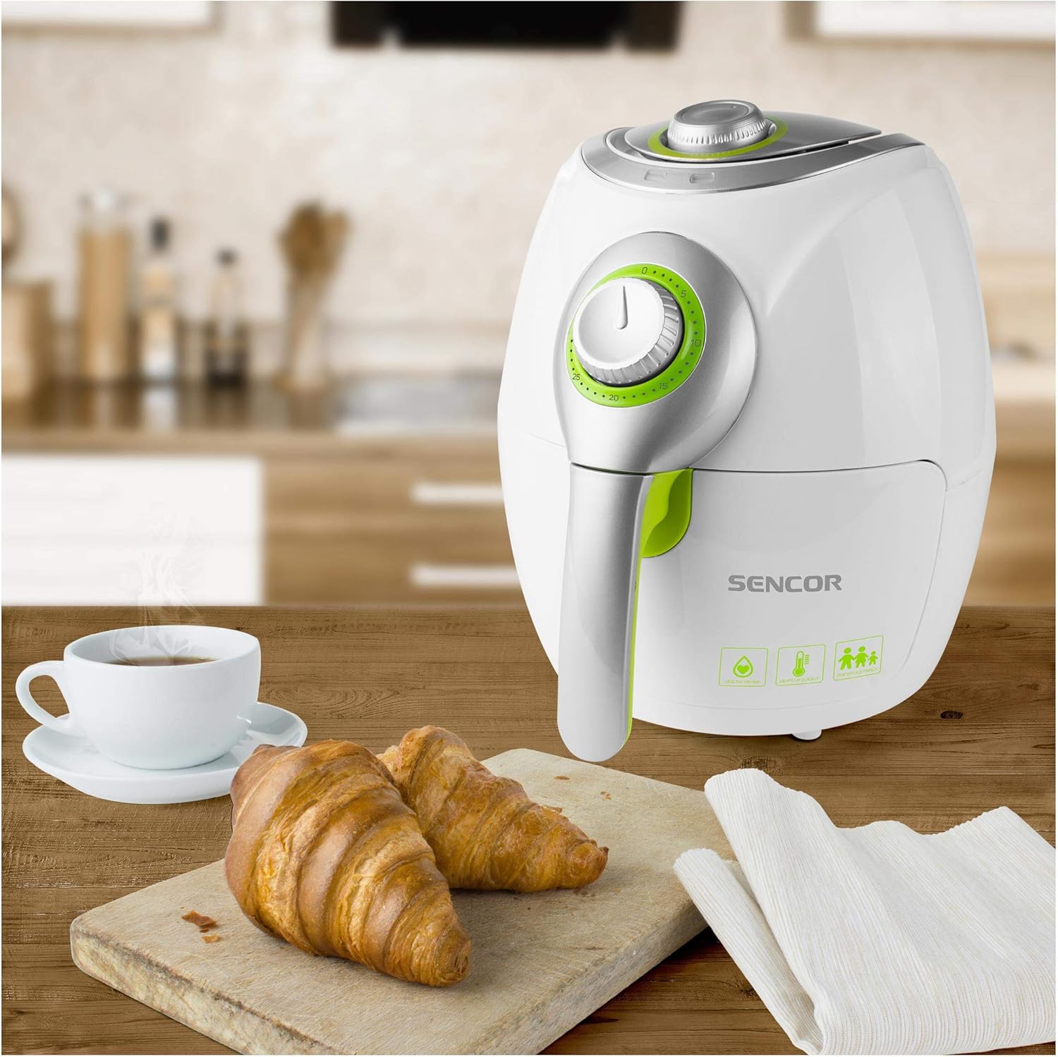 مقلاة كهربائية تعمل بتسخين الهواء بسعة 2.6 لتر من سينكور، ابيض... - view 3