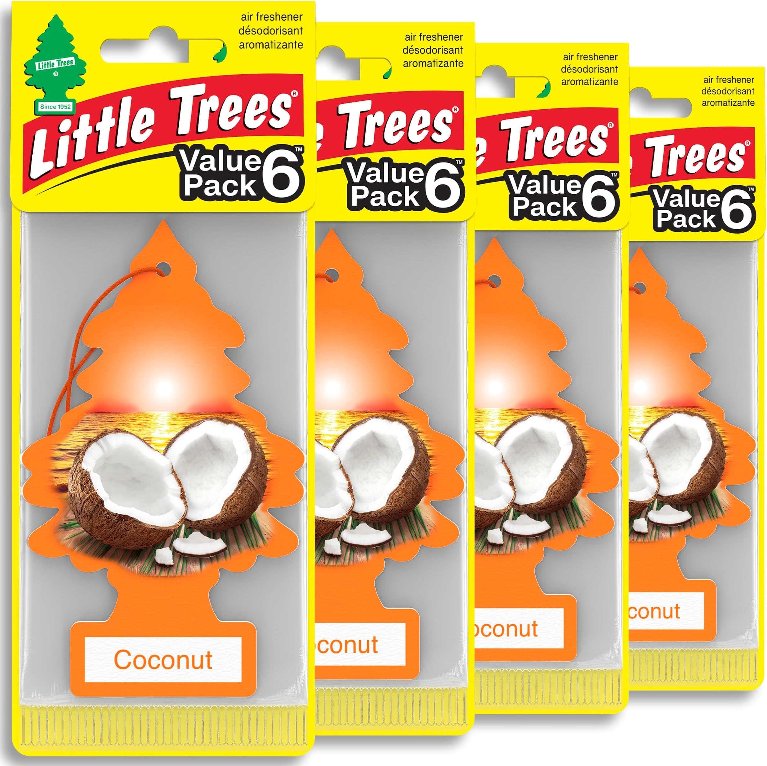 LITTLE TREES Car Air Freshener | Hanging Tree Provides Long Lasting Scent for Auto and Home | 4 Air Fresheners |Coconut (Pack of 36)