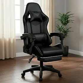Cadeira De Escritorio Para Jogos Setup Gamer Ergonomica Reclinavel Profissional (Preta)