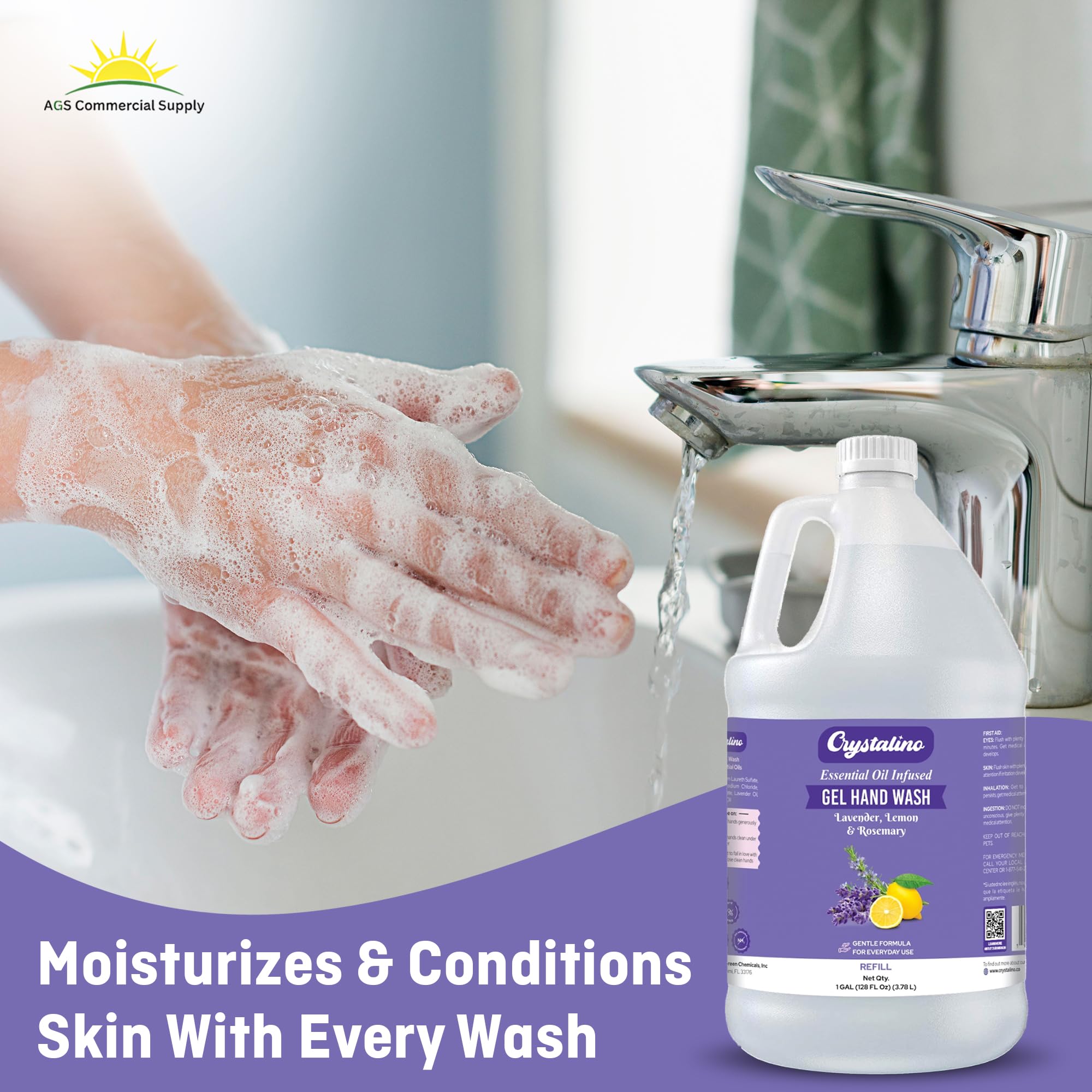 Sapone liquido per le mani con olio essenziale di lavanda, ricarica da 3,8 litri, non tossico, per bagno, non antibatterico