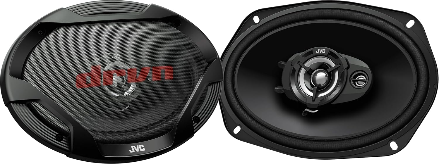 JVC CS-DR6932 DRVN Series 6 x 9 3 Way Car Speaker, 500W Peak, 70W RMS, 4 Ohm, 50mm Midrange & 12mm Dome Tweeter with Cover