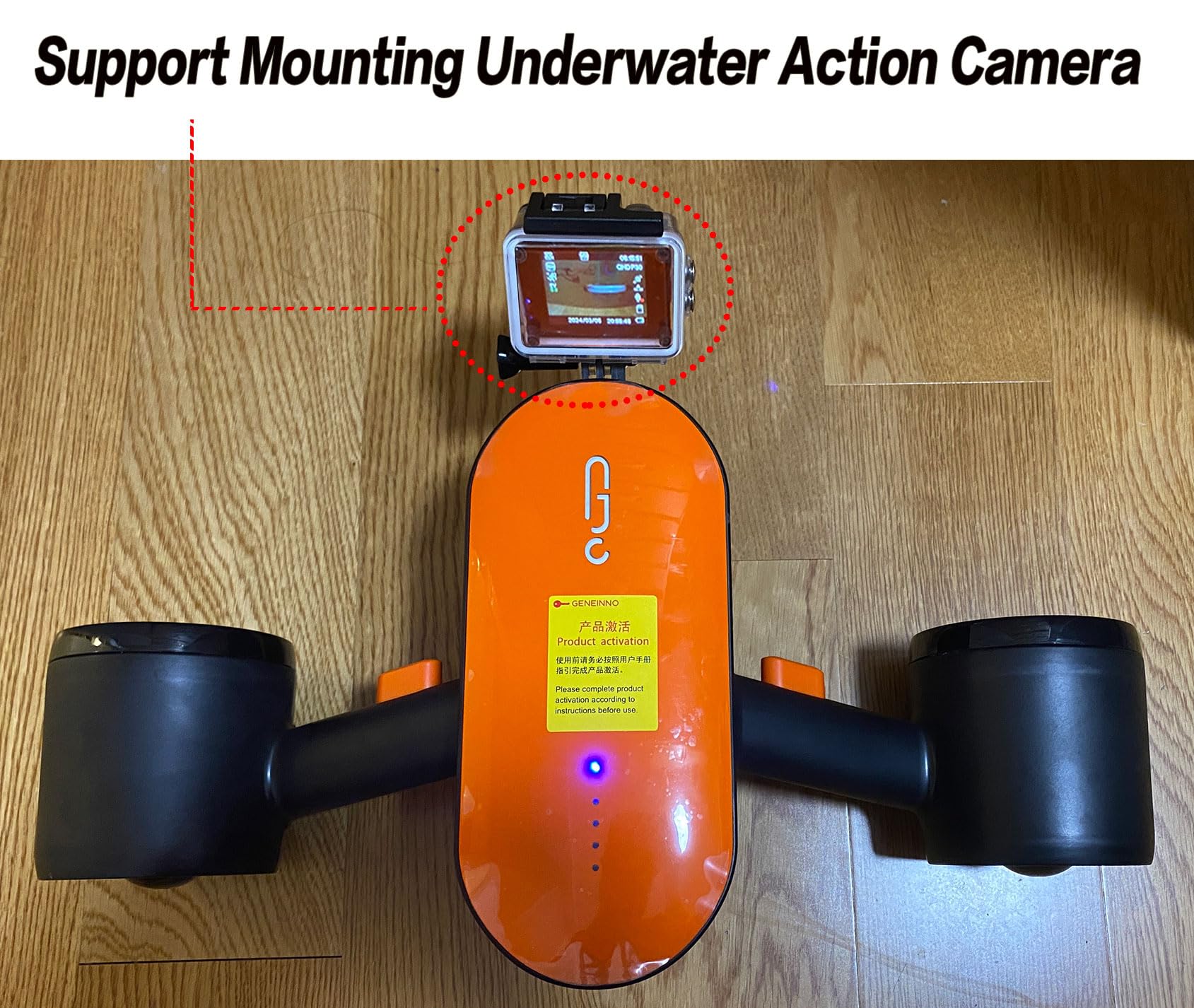 S2 - Patinete subacuático con 2 velocidades y soporte para cámara de acción para deportes acuáticos, piscina y buceo, tabla de surf, esnórquel