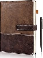 HULIPARK Leather A5 Notebook Journal with Pen, Magnetic Closure, 240 Lined Pages - Brown Hardcover for Writing, Work Notes & Journaling