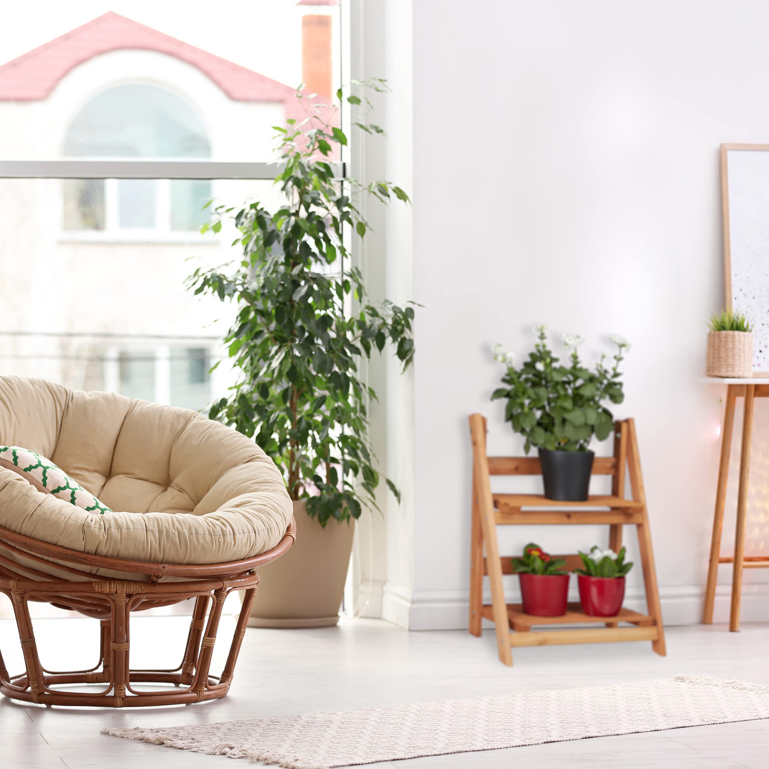 Relaxdays Escalier pour plantes bois échelle plante support intérieur HxlxP: 161 x 41 x 25 cm 4 niveaux - marron
